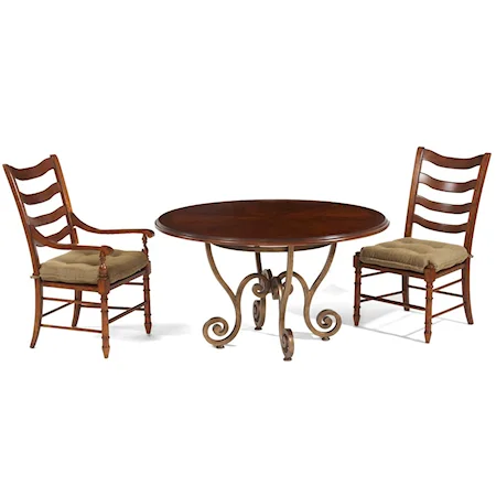 3 Piece Mount Vernon Dining Set with Ladder Back Chairs